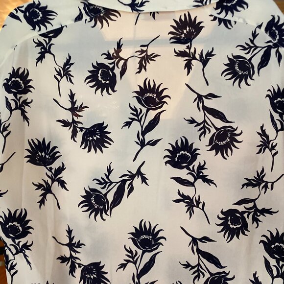 NWT Tory Burch 100% silk Navy & White Floral Jumpsuit Size 6 - Picture 13 of 14